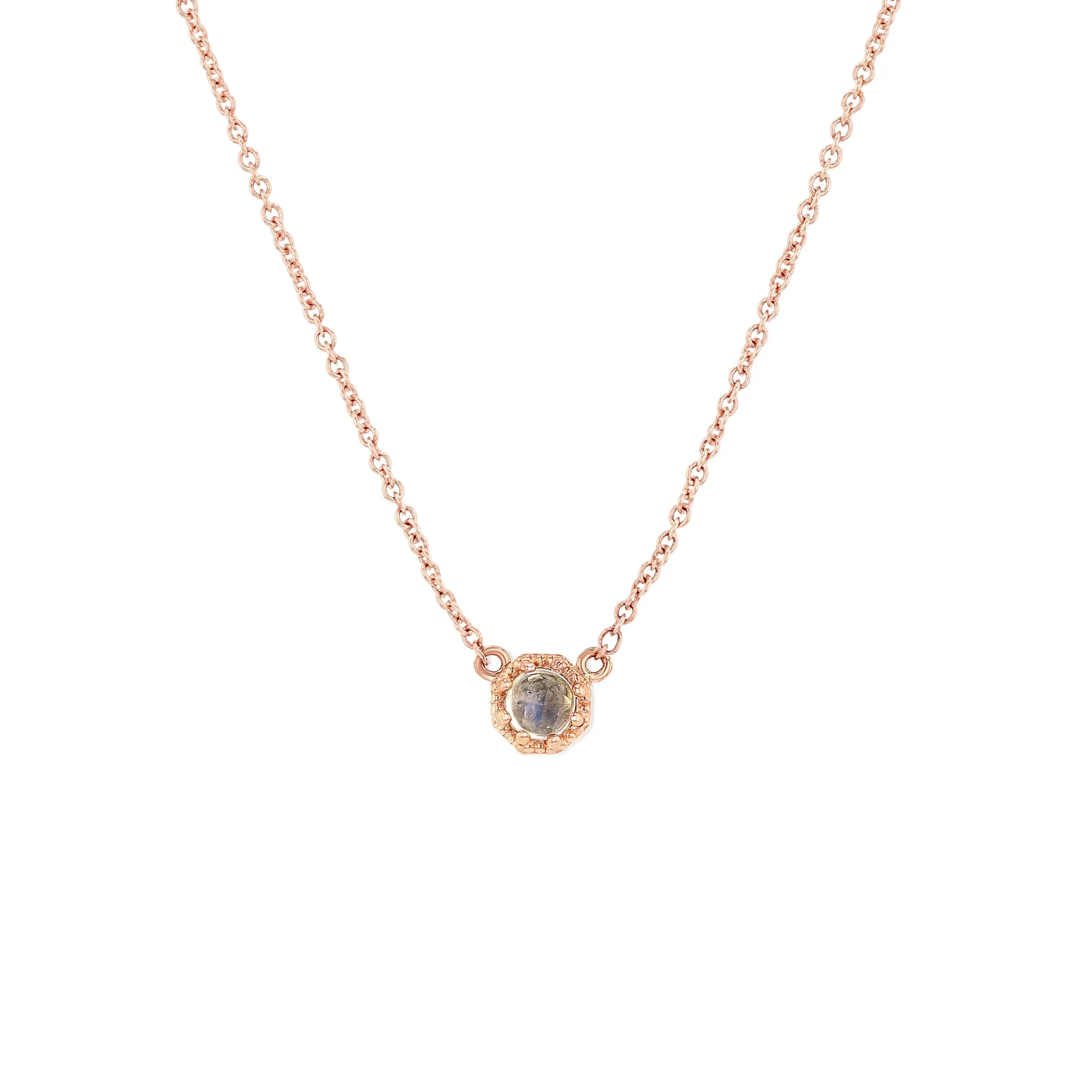 Petite Crown Bezel Moonstone Necklace