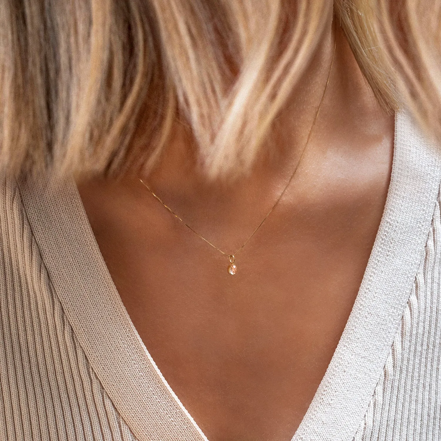 Petite Oval Necklace | 14k Gold & Moonstone