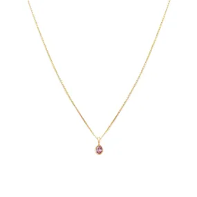 Petite Oval Necklace | 14k Gold & Pink Sapphire