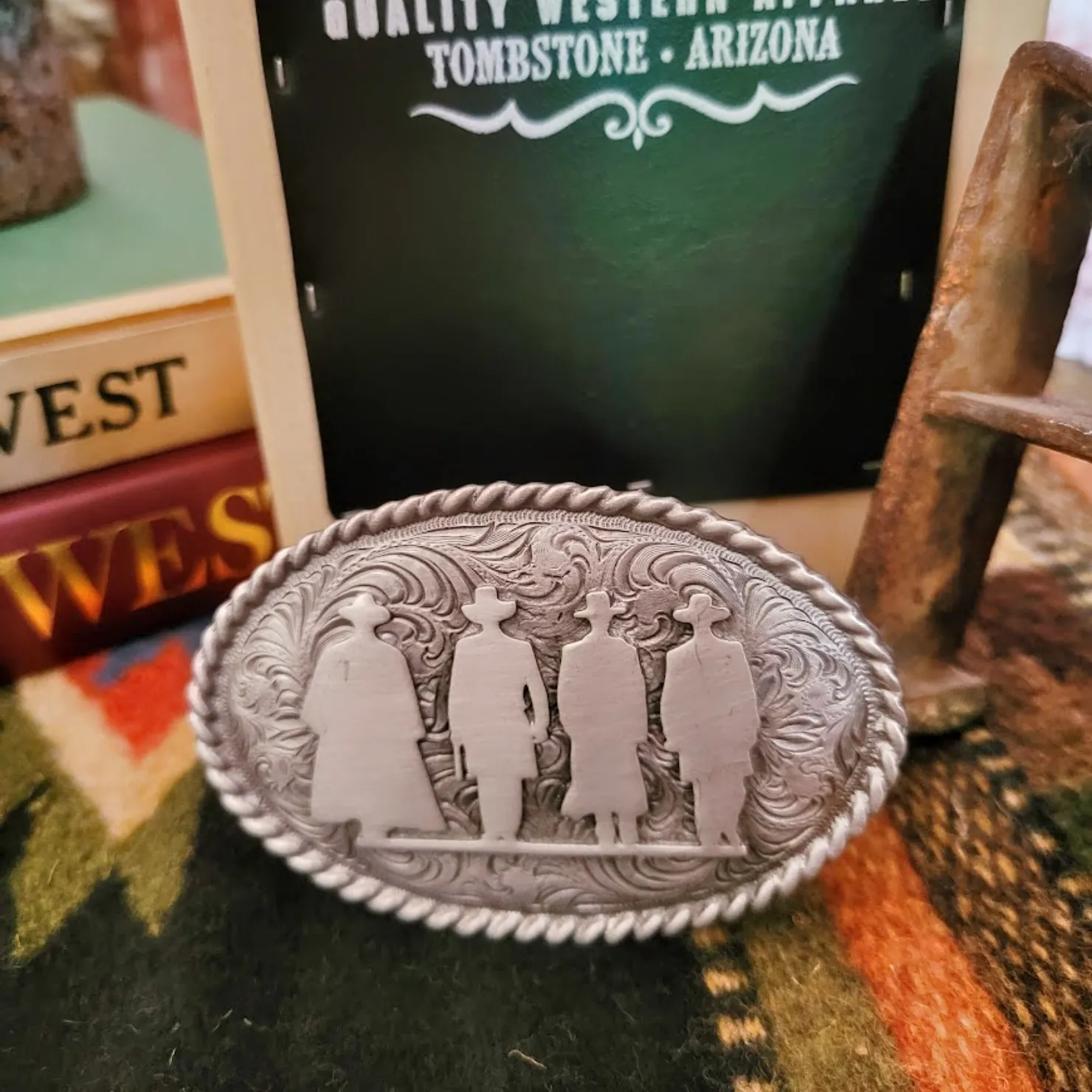 Pewter and Copper Belt Buckles "The Tombstone Four" by Colorado Silver Star