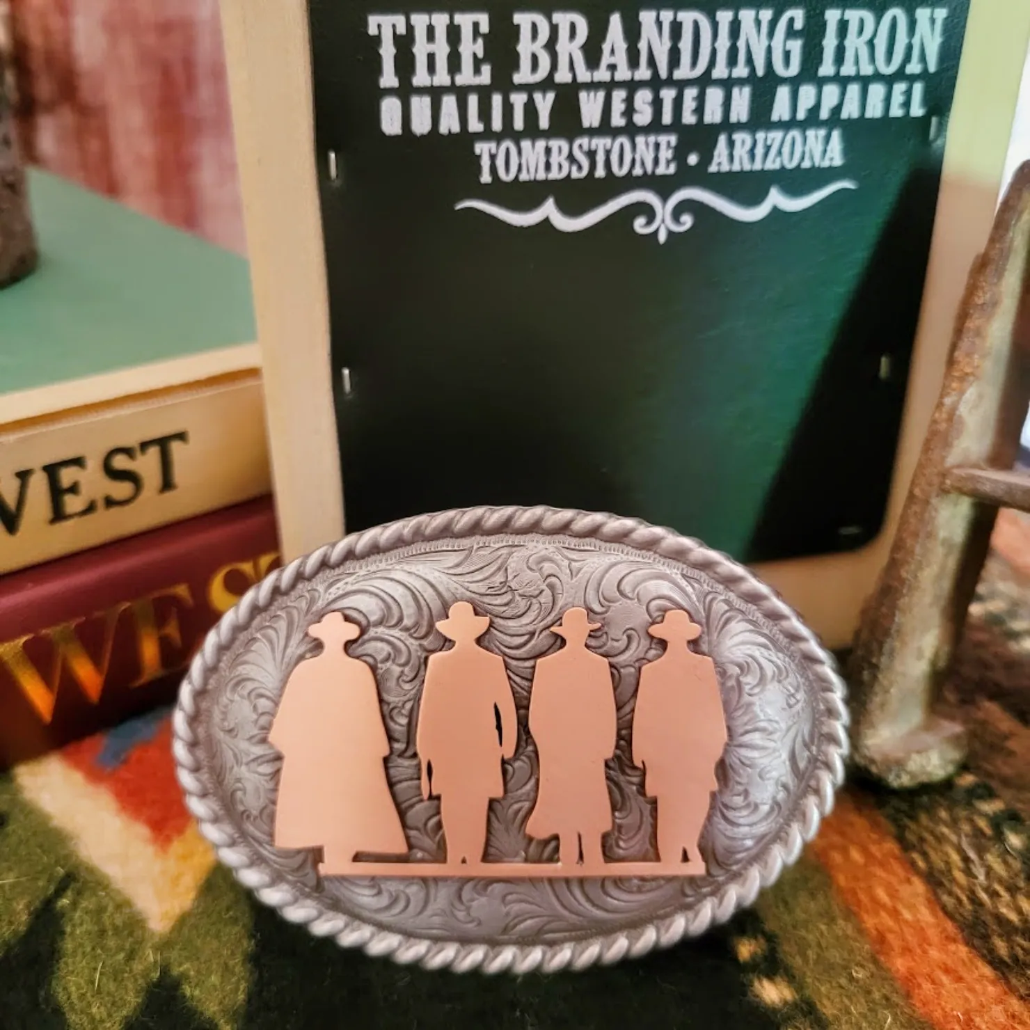 Pewter and Copper Belt Buckles "The Tombstone Four" by Colorado Silver Star