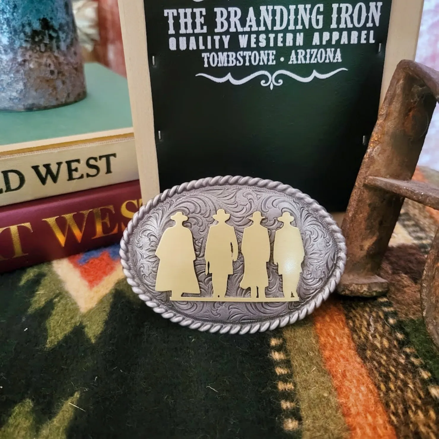 Pewter and Copper Belt Buckles "The Tombstone Four" by Colorado Silver Star