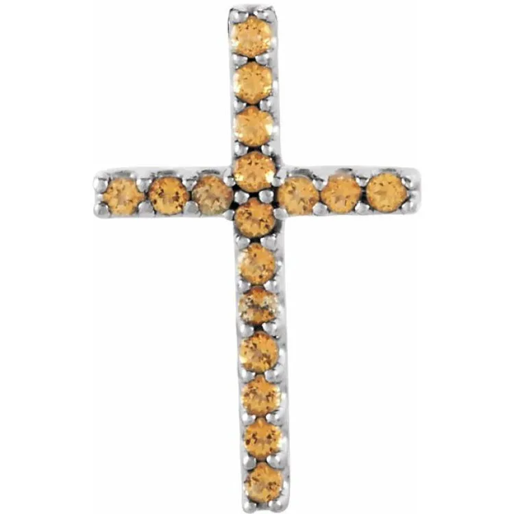 Platinum Natural Yellow Sapphire Petite Cross Pendant