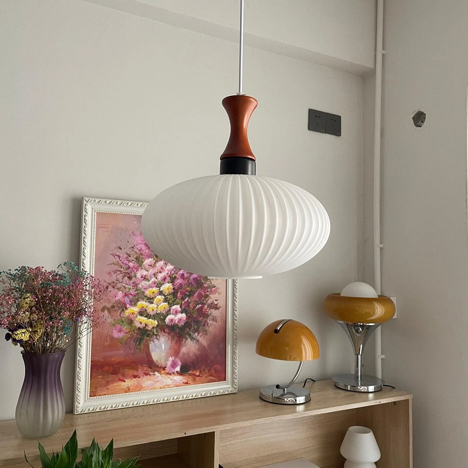 Pleated Glass Nelson Pendant Light