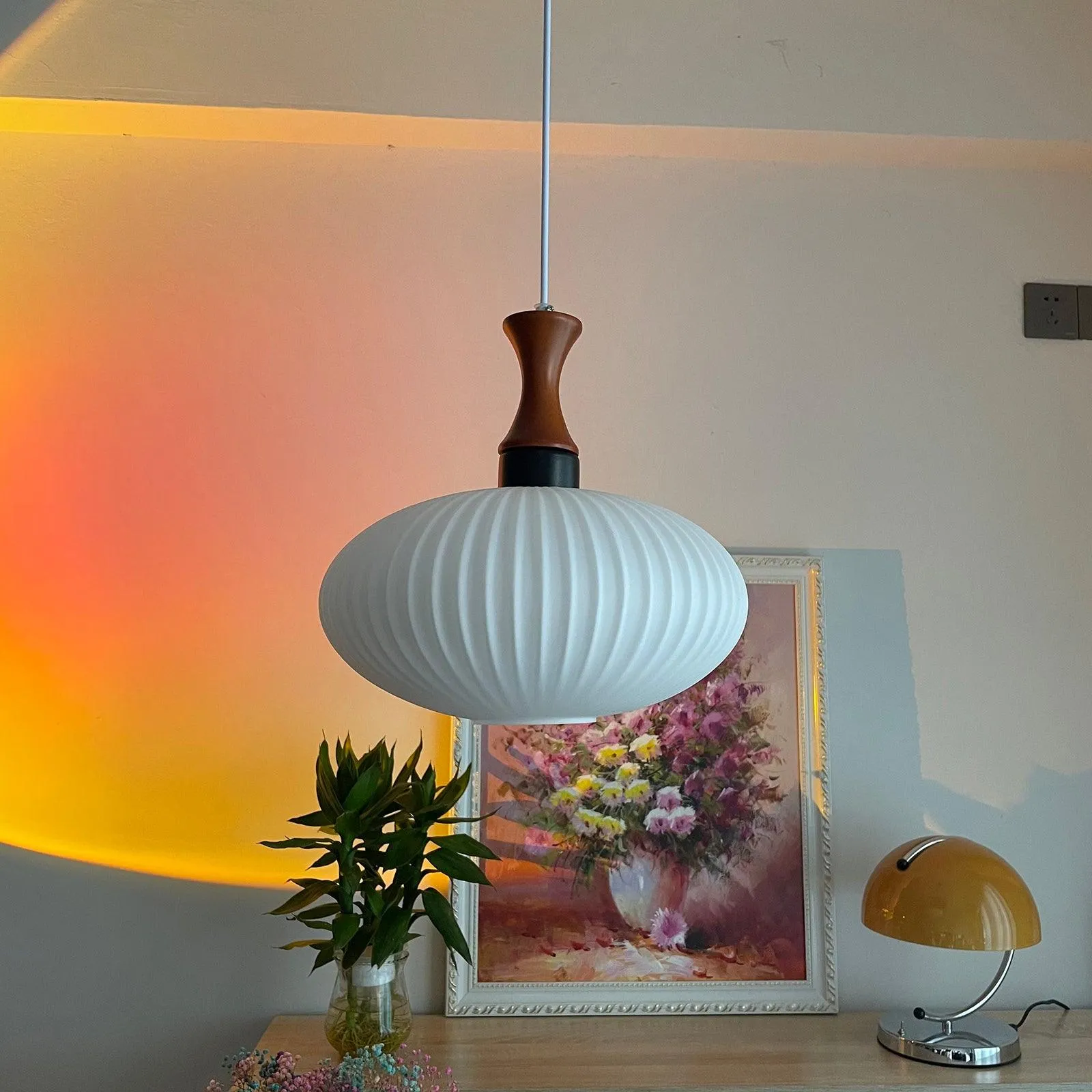 Pleated Glass Nelson Pendant Light