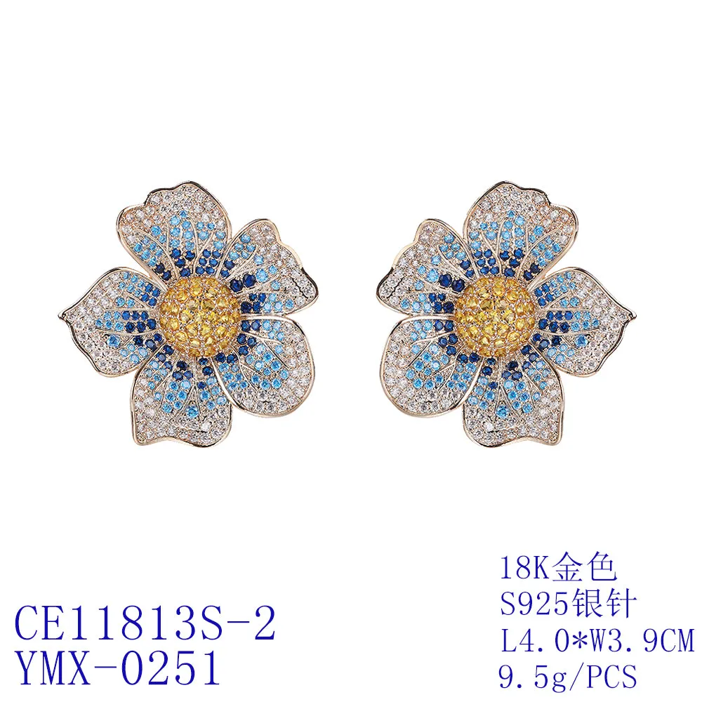 Popular Zircon Flower Stud Earring, Women's Girl's Gatherings Jewelry CE11813