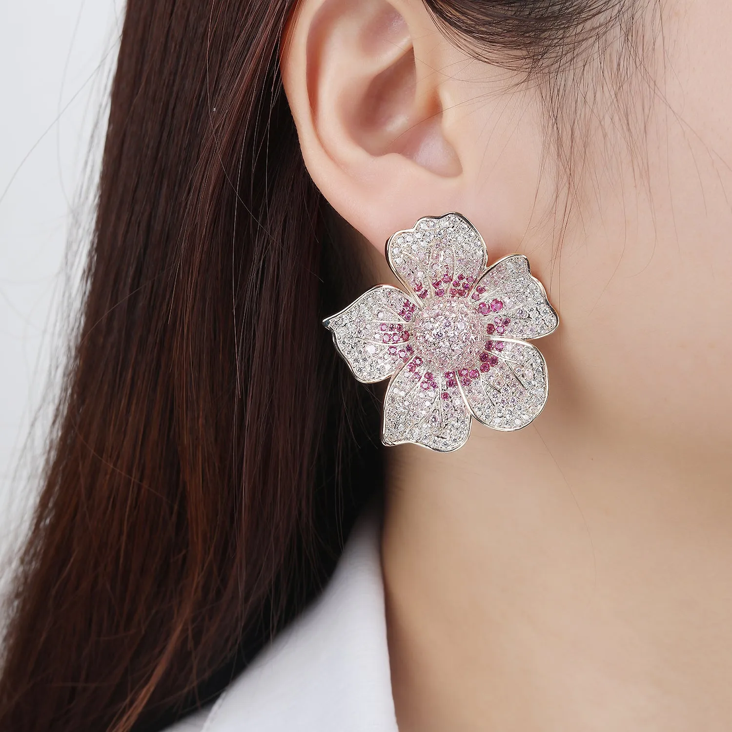 Popular Zircon Flower Stud Earring, Women's Girl's Gatherings Jewelry CE11813