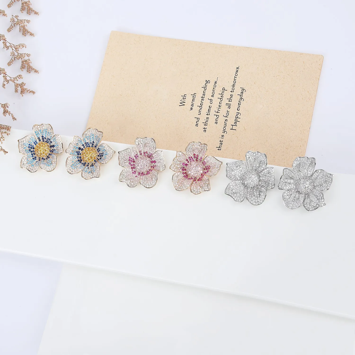 Popular Zircon Flower Stud Earring, Women's Girl's Gatherings Jewelry CE11813