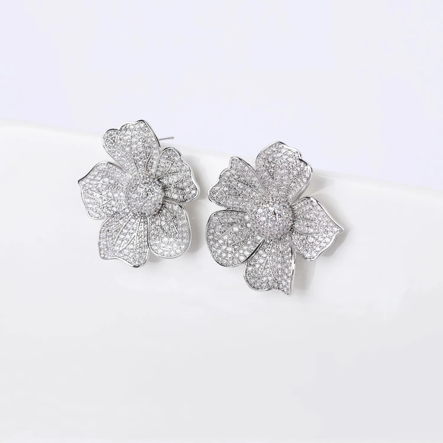 Popular Zircon Flower Stud Earring, Women's Girl's Gatherings Jewelry CE11813