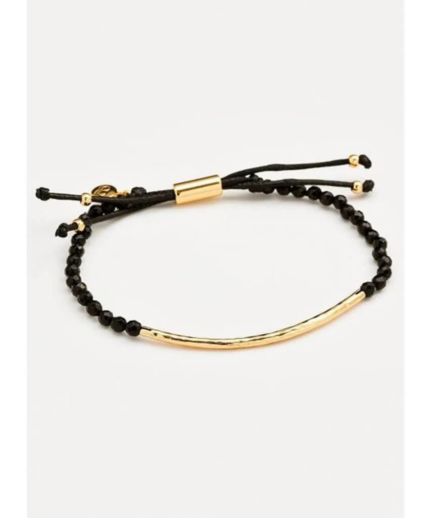 Power Gemstone Black Onyx Bracelet for Protection, Gold