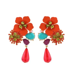 Pre Order:  Resin Flower Diamond Studded Retro Earrings