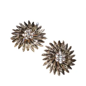 Pre Order:  Rhinestone Sunshine Flower Big Stud Earrings