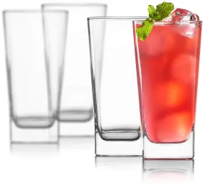 PrimeWorld European 300 ml Plaza Water Glasses Set of 6 pcs - Tall Drinking Glasses for- Water, Juice, Mojito, Cocktail, Lead-Free, Perfect for Home, Restaurants and Parties, Clear