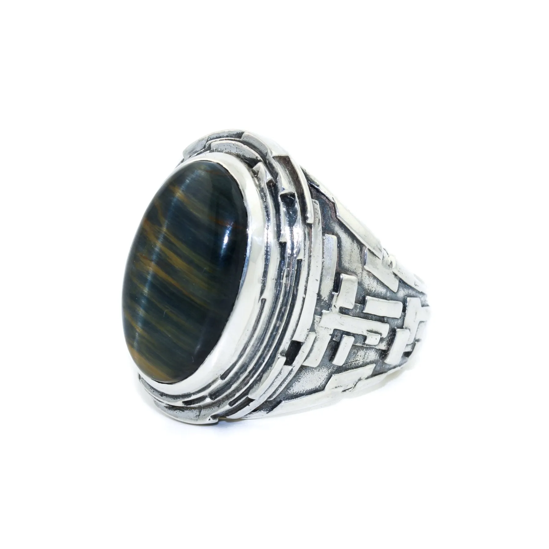 "Fractal" Ring x Blue Tiger's Eye”