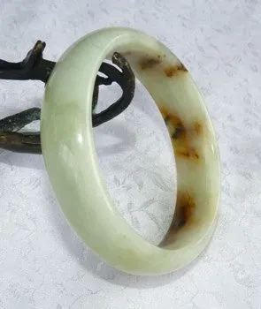 "Fu Lu Shou" Chinese River Jade Bangle Bracelet 59mm (NJ2588)