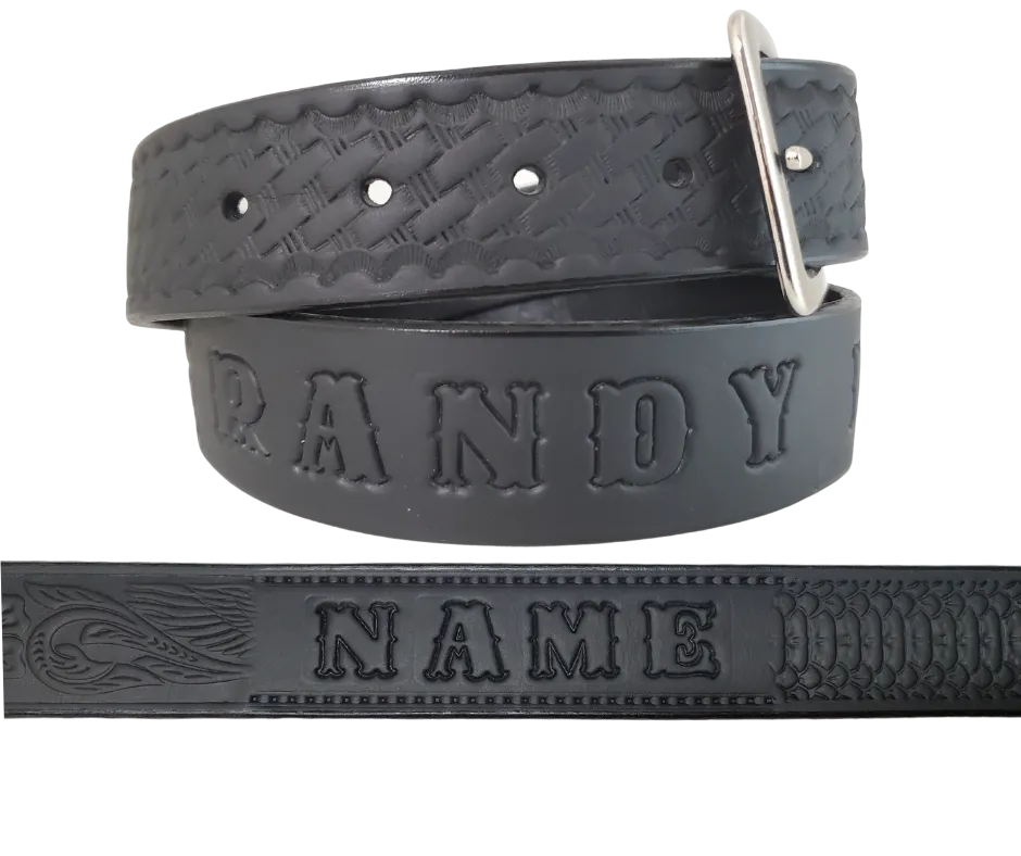 "In Stitches" Black Leather Belt