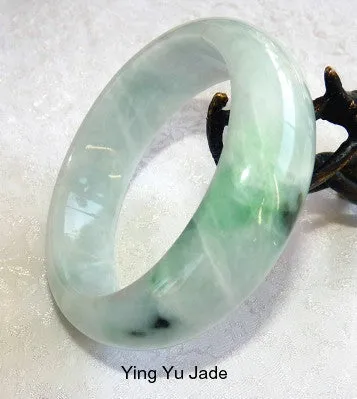 "Ying Yu's Jewelry Box" Wide "Free Spirit" Burmese Jadeite Bangle Bracelet 58 mm (fits like 54-55 mm) BB2935)