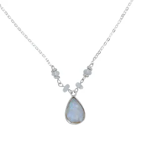 Rainbow Moonstone Beaded Teardrop Pendant Necklace