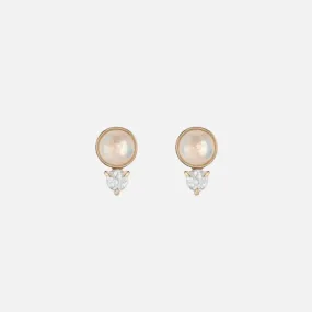 Rainbow Moonstone   Diamond Studs