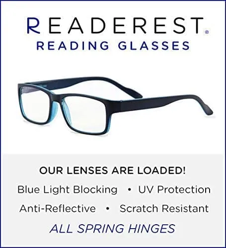 Readerest Blue Light Blocking Reading Glasses (Black, 1.50 Magnification) Computer