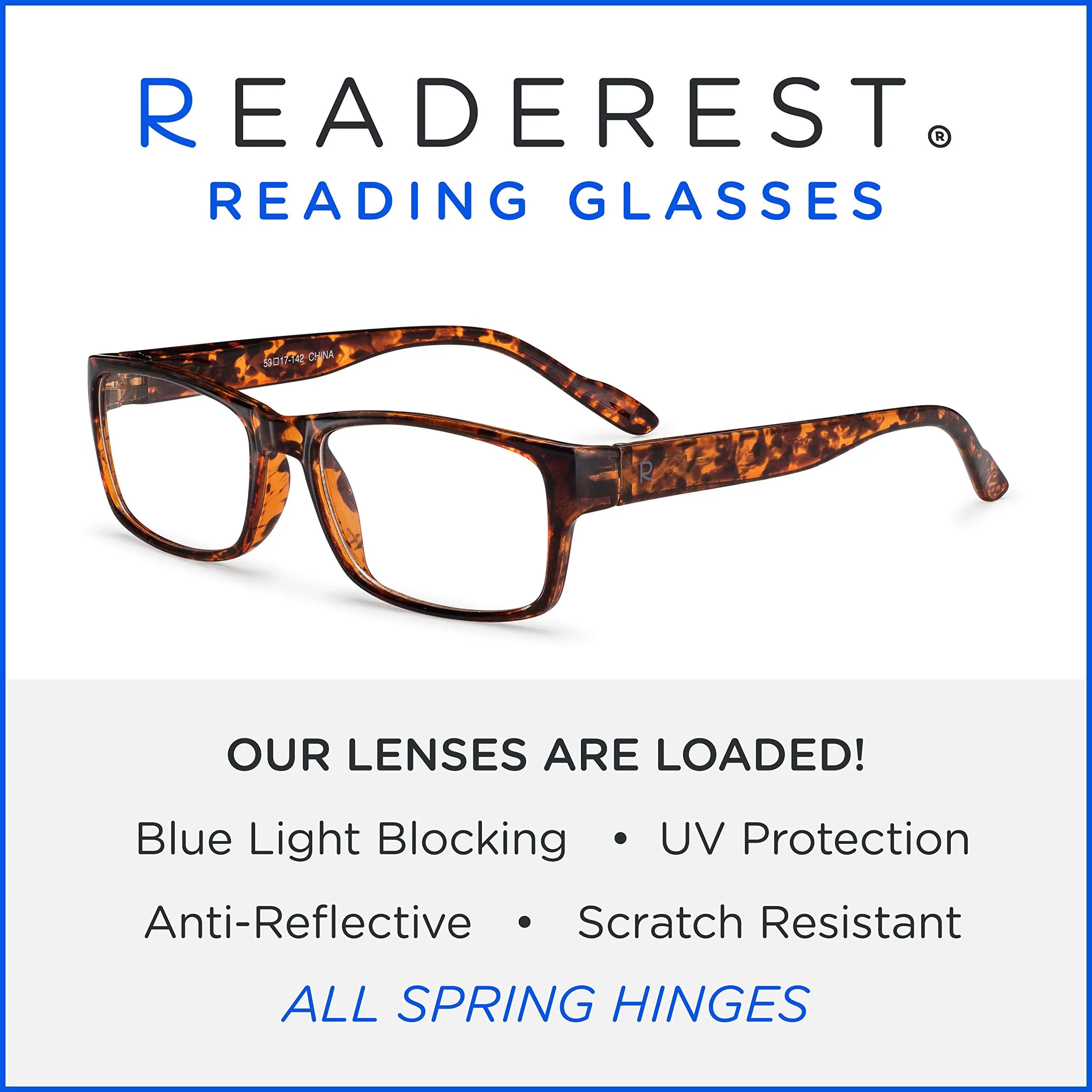 Readerest Blue Light Blocking Reading Glasses (Black, 1.50 Magnification) Computer