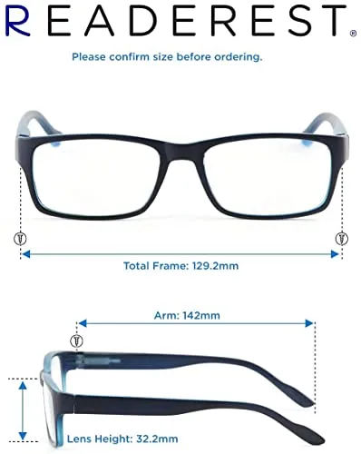 Readerest Blue Light Blocking Reading Glasses (Black, 1.50 Magnification) Computer