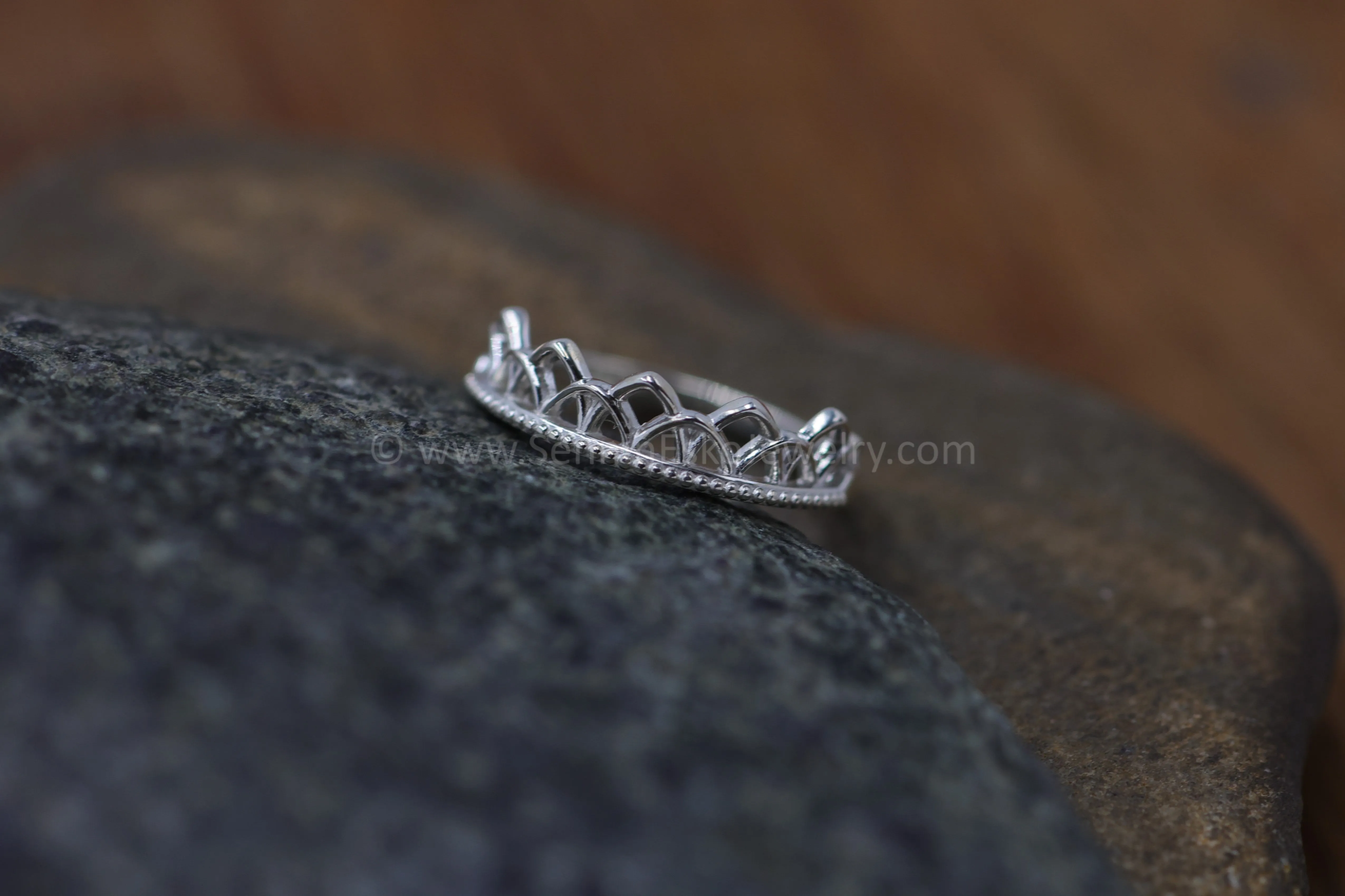 READY TO SHIP Silver Crown Stackable Ring, Size 6.75