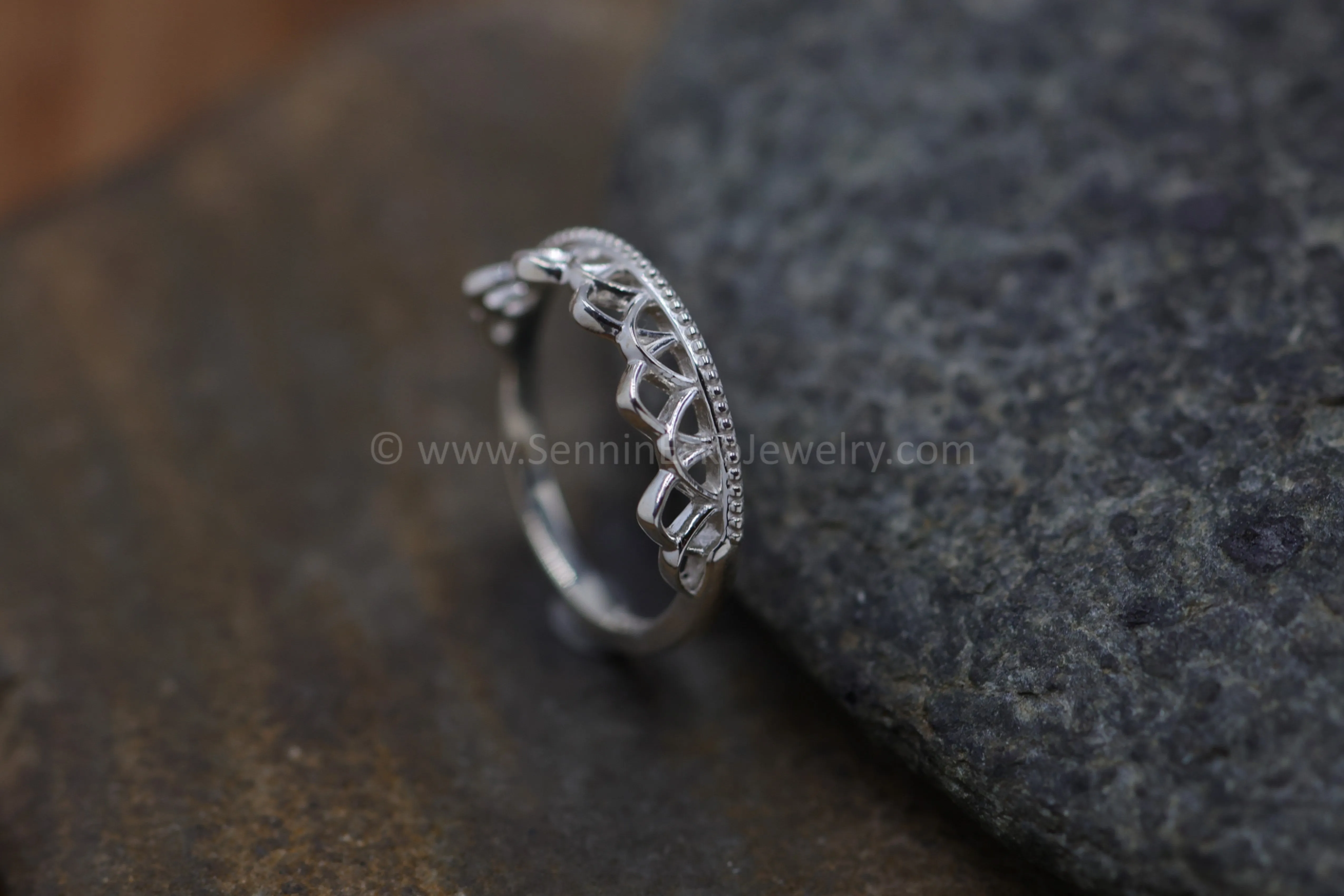 READY TO SHIP Silver Crown Stackable Ring, Size 6.75