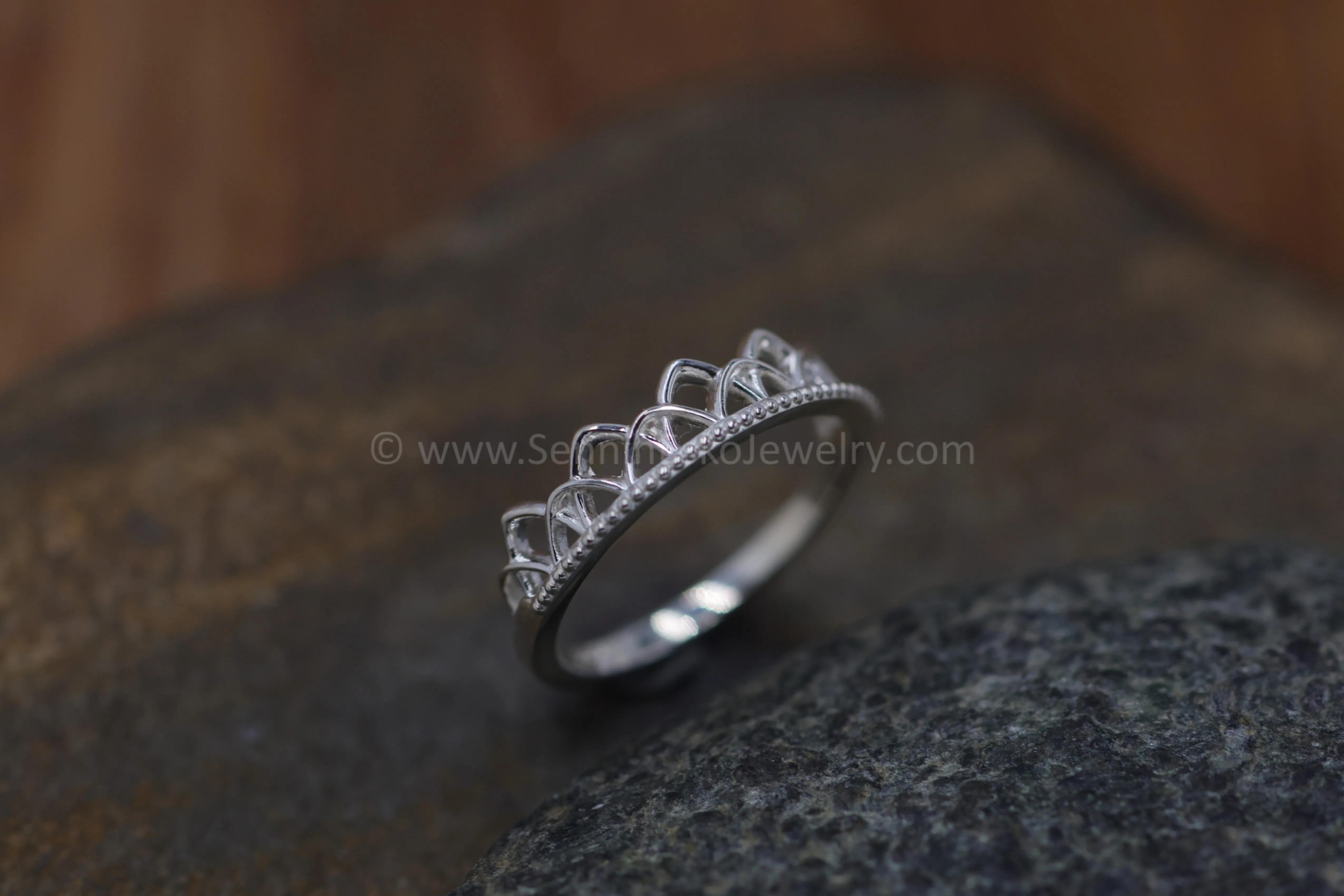 READY TO SHIP Silver Crown Stackable Ring, Size 6.75