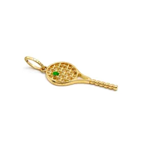 Real Gold Green Ball Tennis Frame Pendant 2382 P 1918