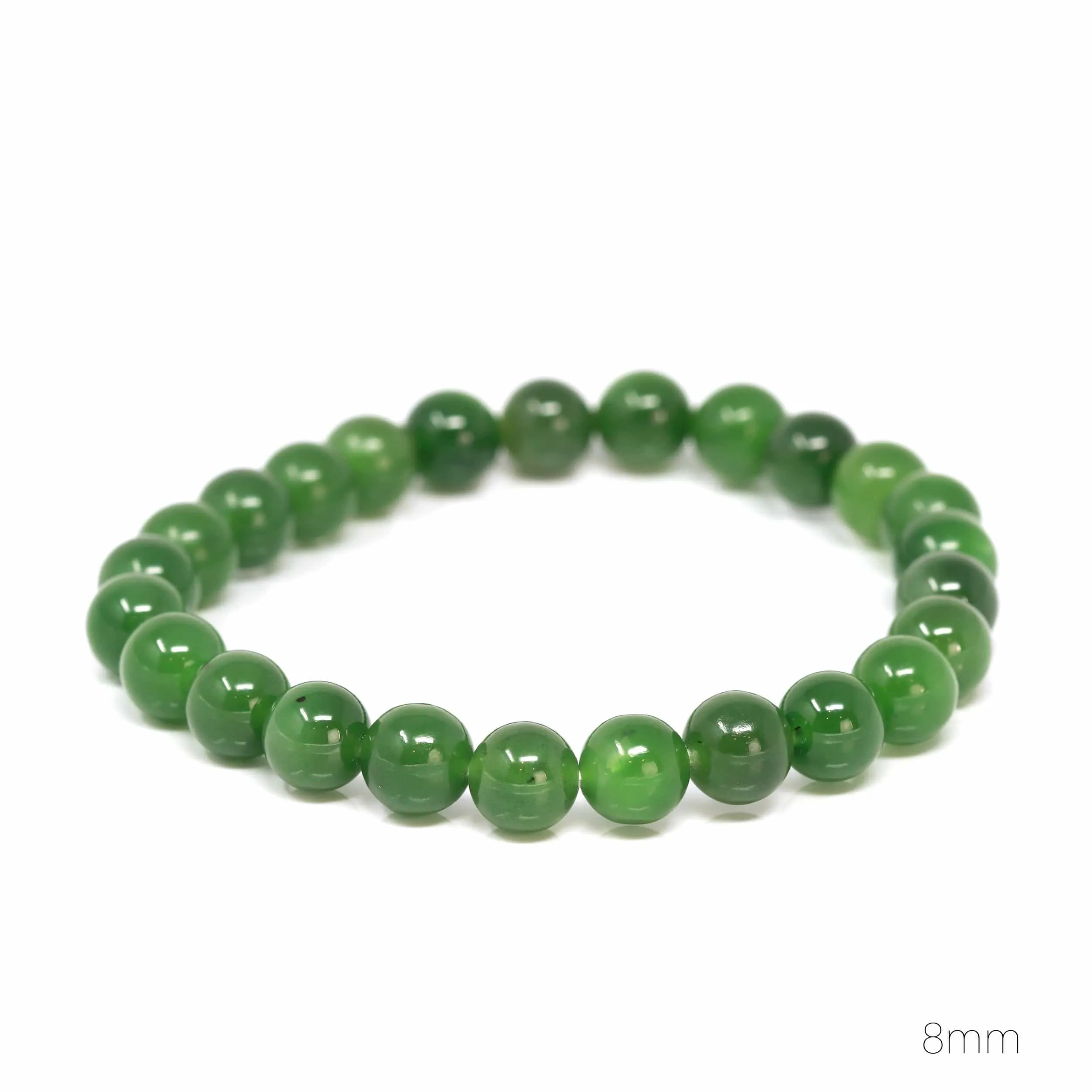 RealJade® Genuine Green Nephrite Jade Round Beads Bracelet Bangle ( 8mm & 9.5mm)