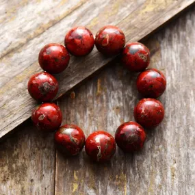 Red Jasper Beaded Bracelet - Handmade, Unisex, Natural Stone Jewelry