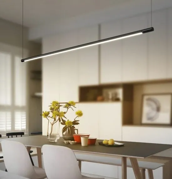 Reondar Slim Sleek Tube Linear Pendant Lamp