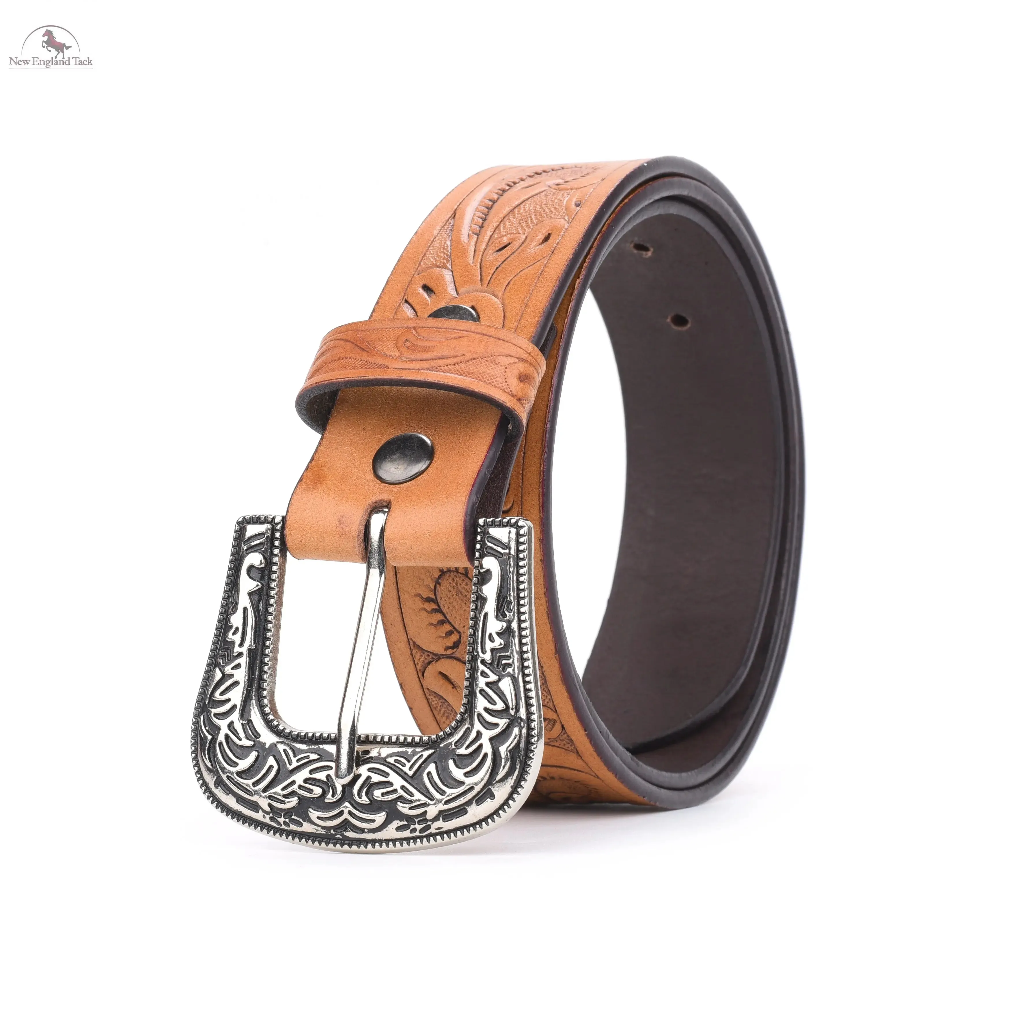 Resistance Floral Medium Brown Women's Cowgirl Cowboy Country Belt  With Floral Embossed Silver Buckle