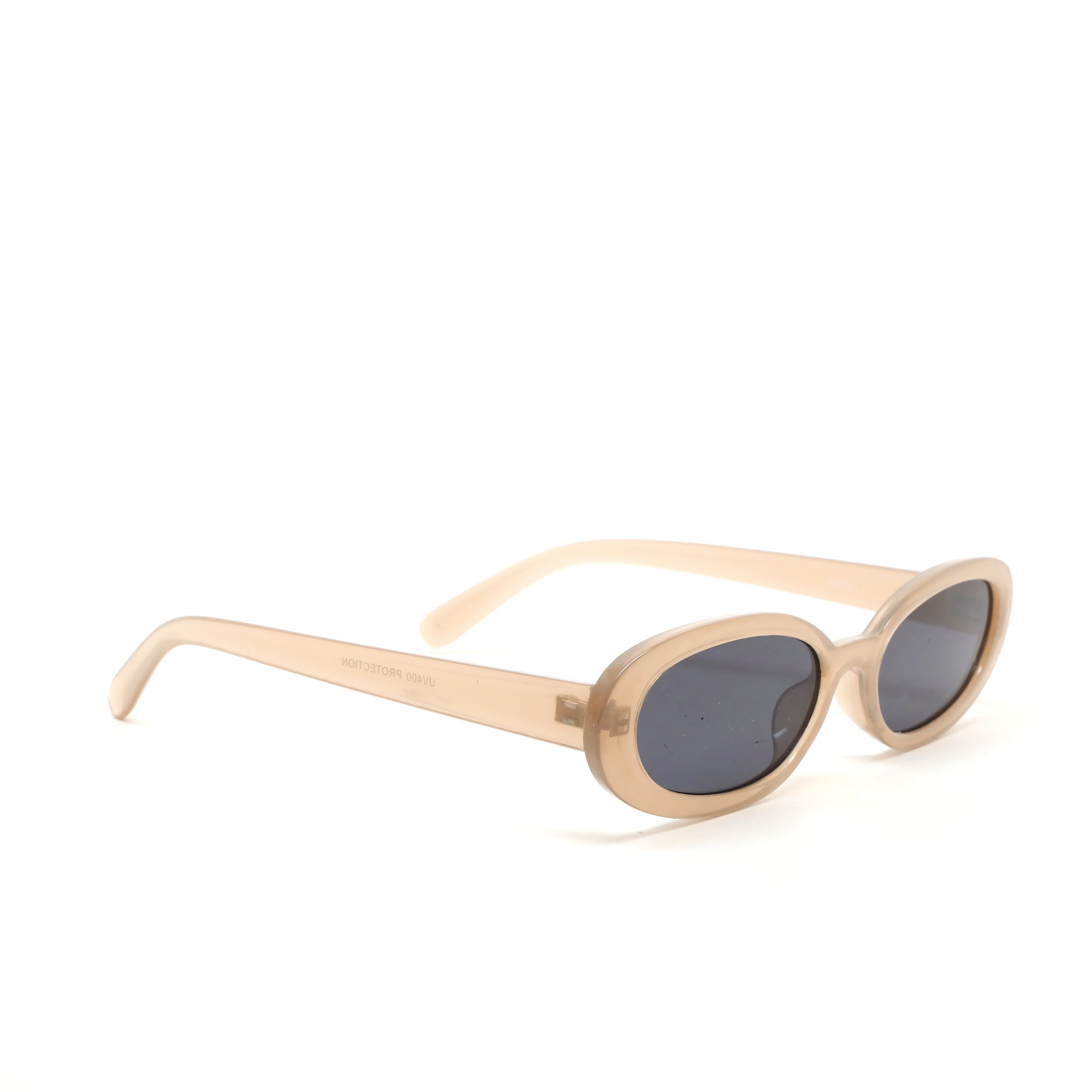 Retro Modern Standard Oval Frame Sunglasses - Tan