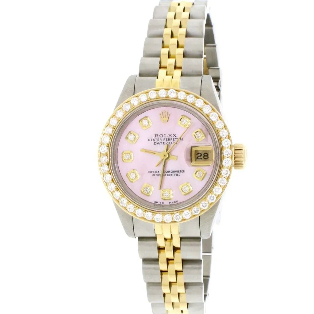 Rolex Datejust Ladies 2-Tone 26mm Diamond Bezel/Baby Pink MOP Dial Jubilee Watch TFJ-142508068