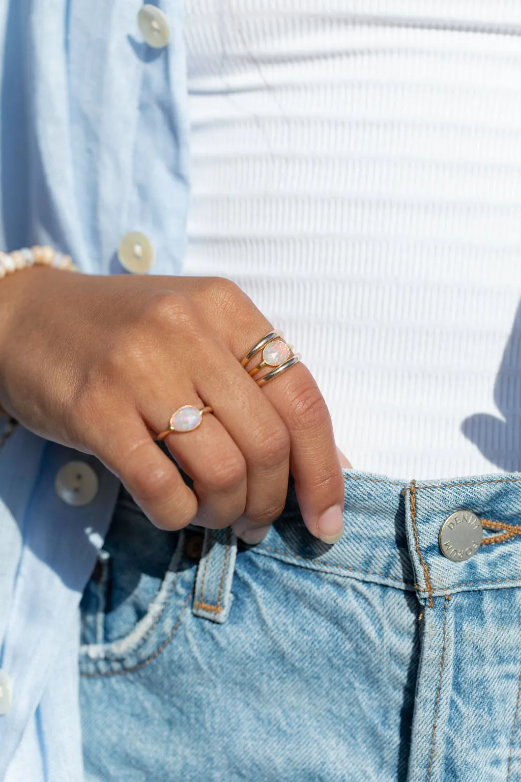 Rose Cut Fire Opal Ring - Kalino