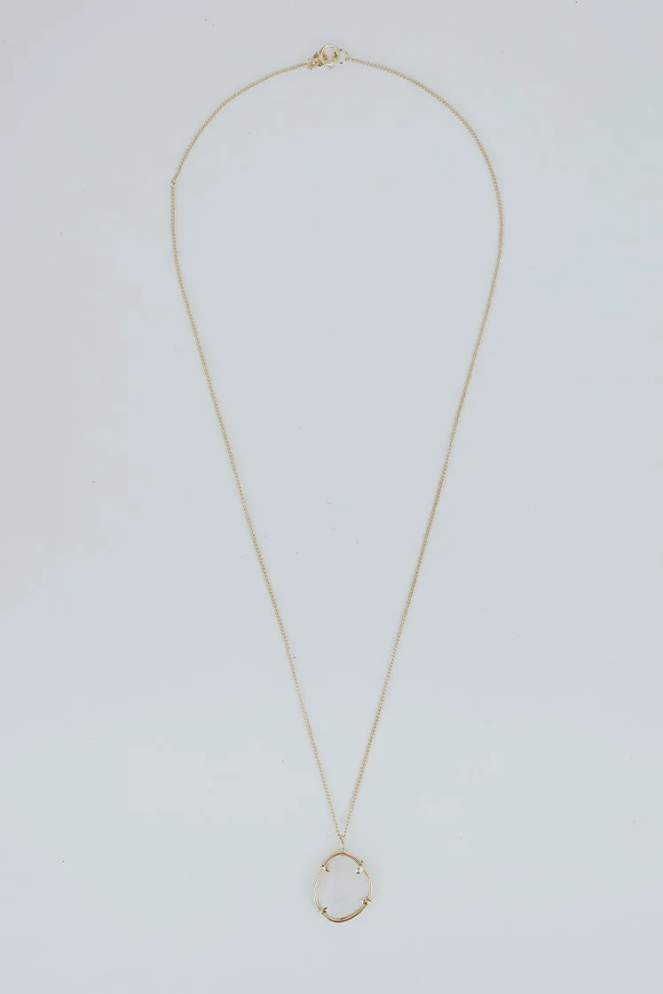 Rose Cut Gemstone Necklace - Moonstone 14k