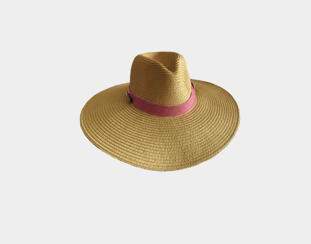 Rose Denim Panama Style Hat - The Milano