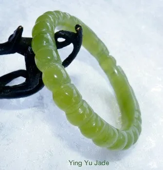 Sale-"Two Dragons Hold Pearl" Classic Round Dynasty Carved Chinese Jade Bangle Bracelet 60mm (NJCAR-DD-60)