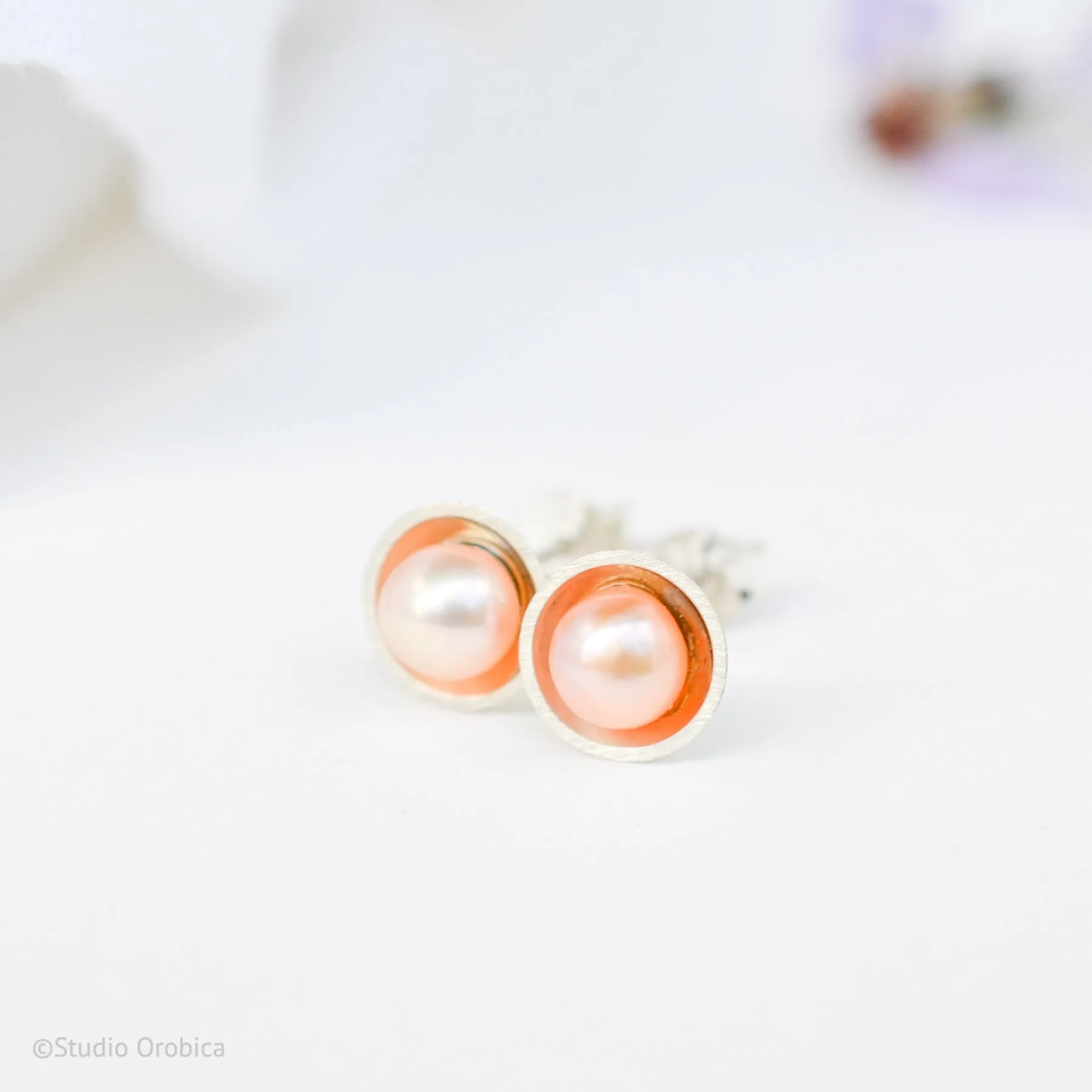 Satellite Studs in Peach by Lena Binnington