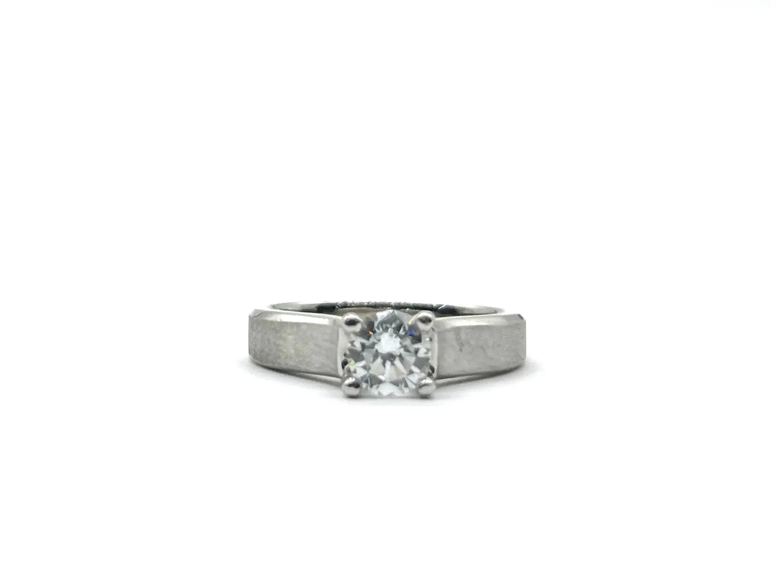 Scott Kay Brushed Platinum Round Solitaire Trellis Engagement Ring