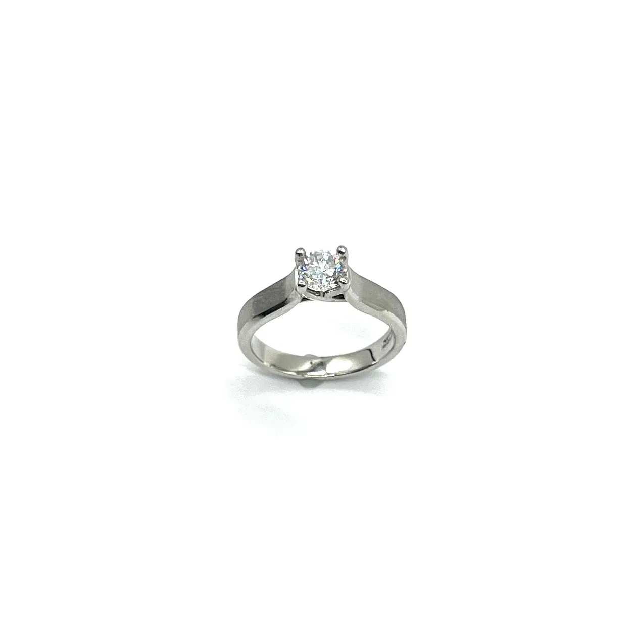 Scott Kay Brushed Platinum Round Solitaire Trellis Engagement Ring