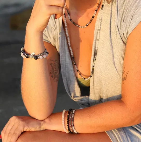 Selenite, Iolite, Black Onyx and Labradorite Necklace