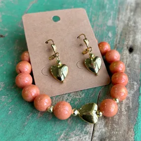 Sherbet Heart Bracelet or Earrings