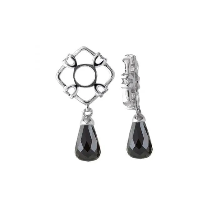 Silver & Onyx Teardrop Dangle Charm S121ON