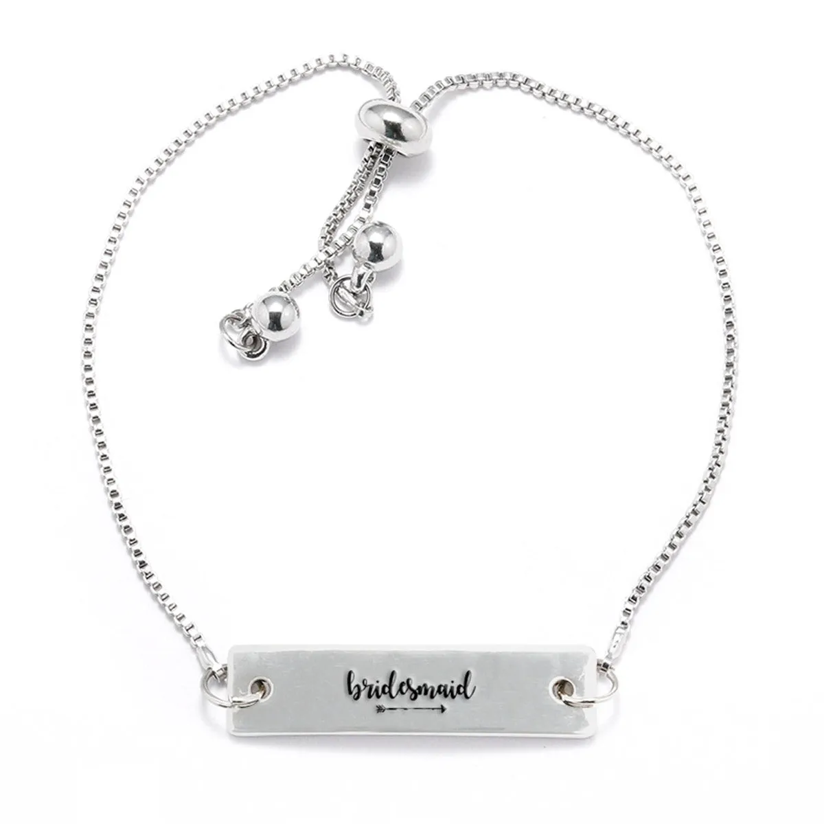 Silver Bridesmaid Adjustable Bar Bracelet