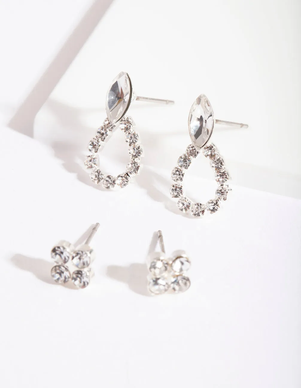 Silver Diamante Door Knocker Earring Pack