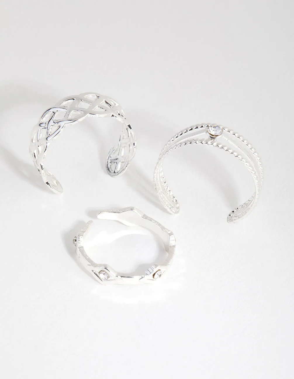 Silver Lattace & Station Toe Ring Pack