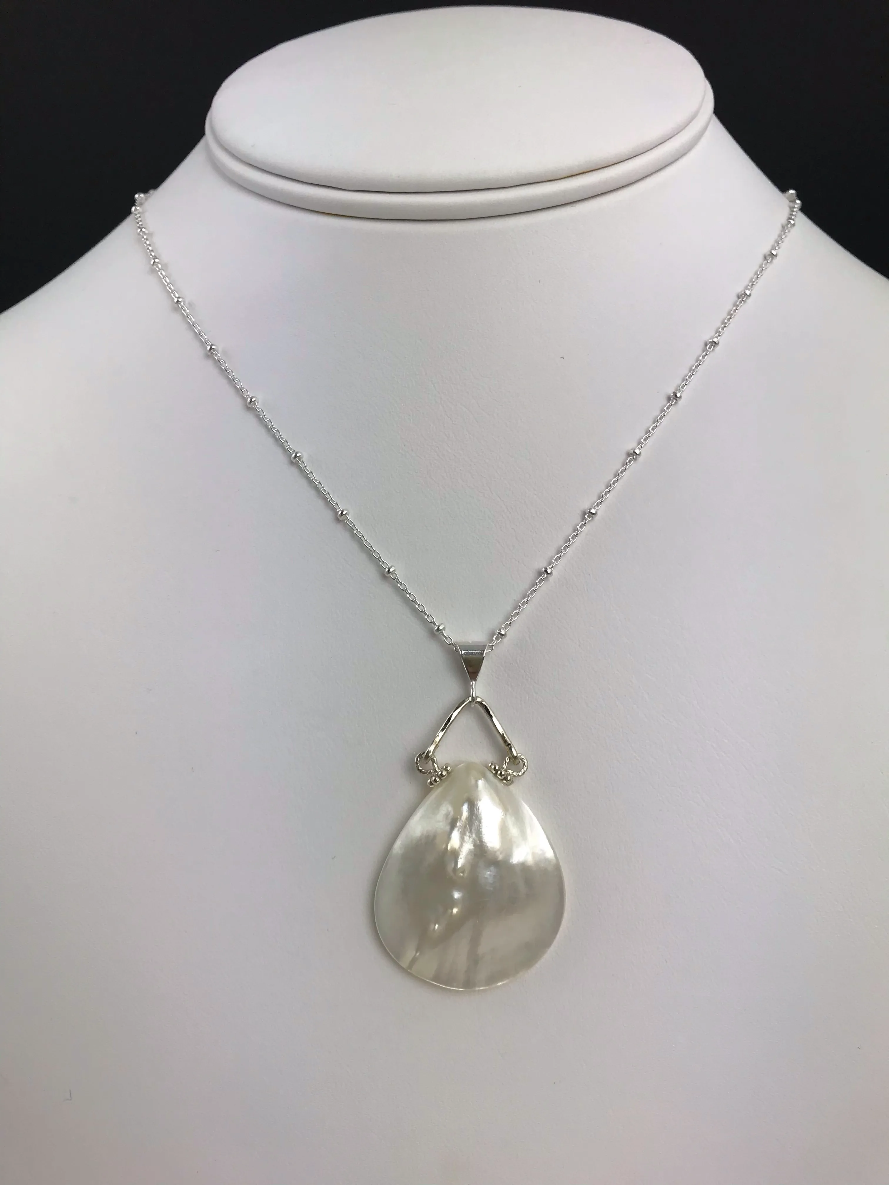 Silver Mother of Pearl Teardrop Pendant